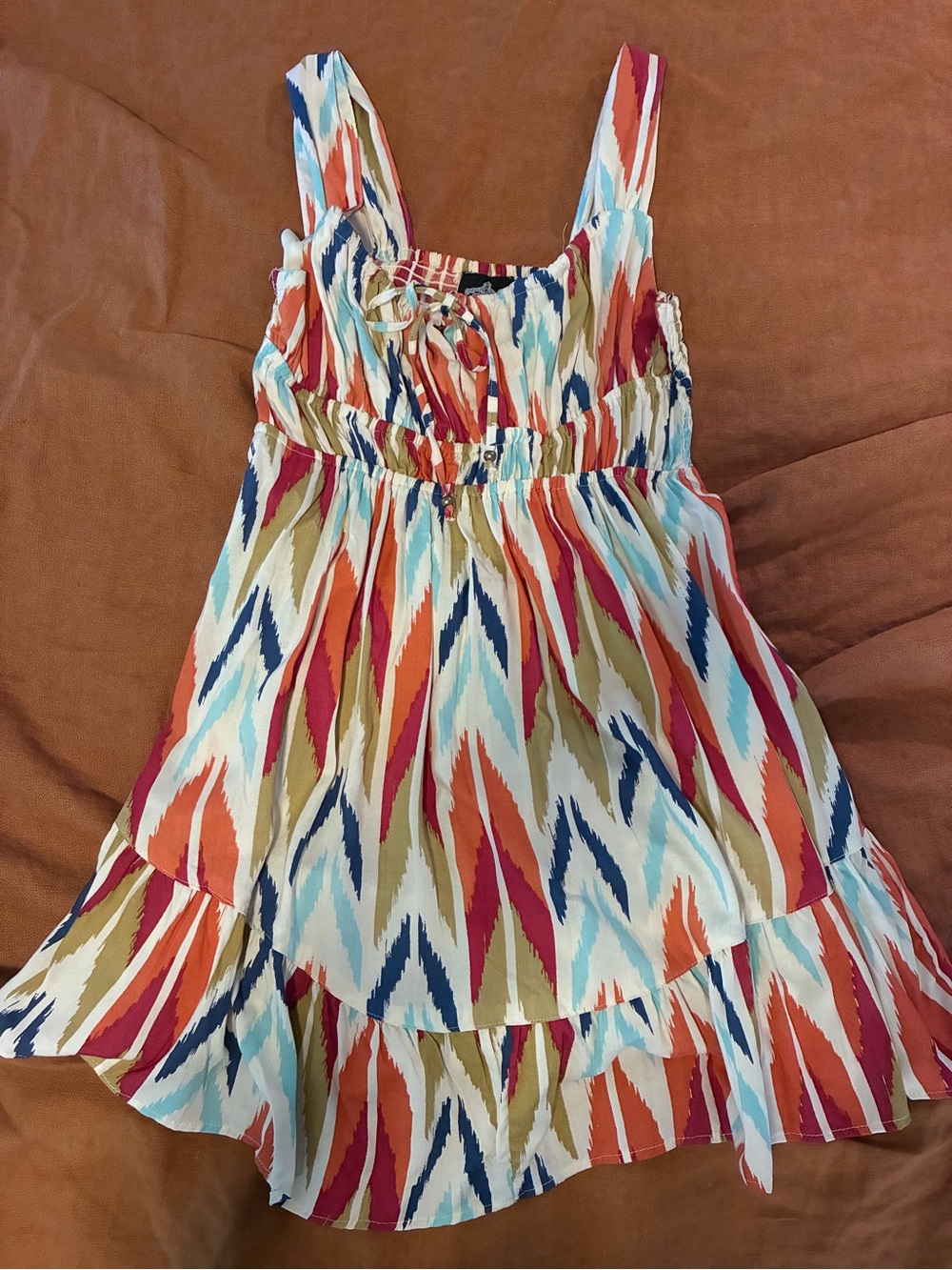 Angie Womens Multicolor Sleeveless Dress - Large